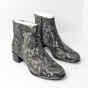 Vionic Snake-Print Ankle Boots in Black and Gray